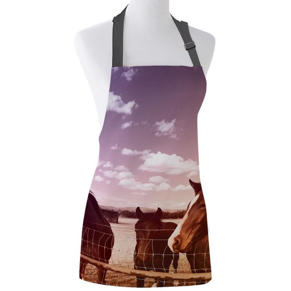 

kitchen apron funny animals horse adjustable bbq bib canvas aprons for women cooking baking restaurant kids apron pinafore