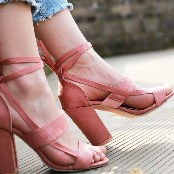 

summer shoes woman 2019 women's sandals high heel gladiator cross-tied open toe lace up casual ankle strap sandals, Black