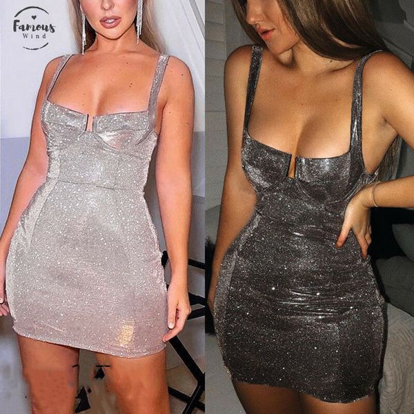 

women ladies sleeveless strap bodycon dress evening party mini pencil dress short sequin shinny skinny clubwear women dress, Black;gray
