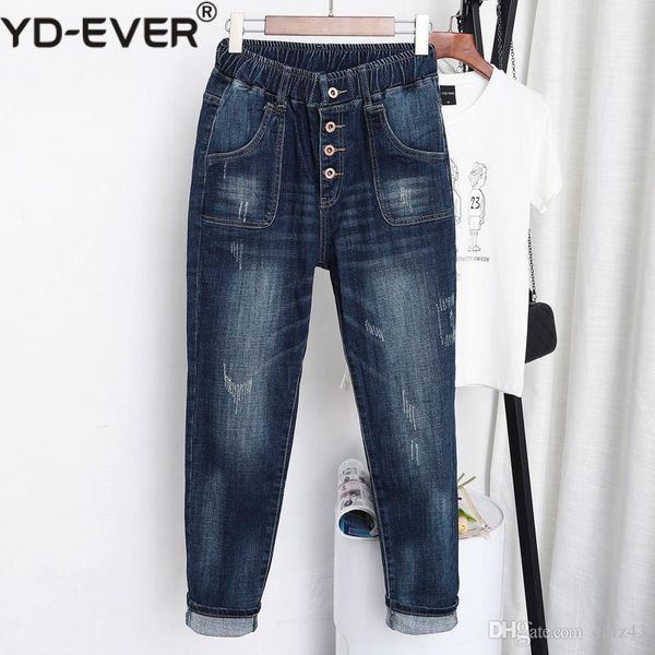 

2020 5xl high waist jeans women vintage plus size jeans femme harem pants loose boyfriend denim streetwear trousers women, Blue