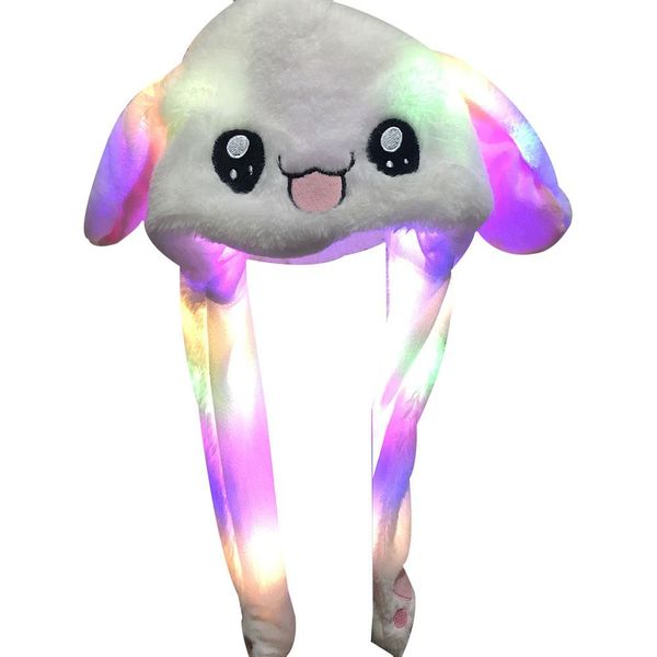 

fashion cute cartoon plush hat female led lamp ear flapping plush winter warm hat good looking cute christmas cap