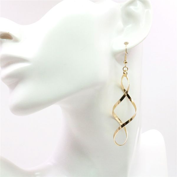 

new style fashion geometric bending gold tassel long earrings women's festival gifts christmas birthday banquet earrings m288, Silver