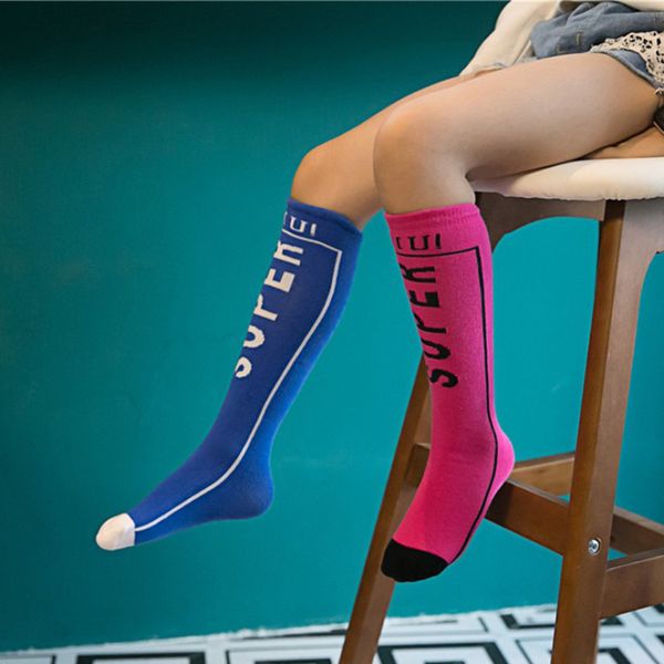 

1 pair autumn winter children football sports socks protective leg cotton knee-high boys girls skating warm socks 5 colors, Black