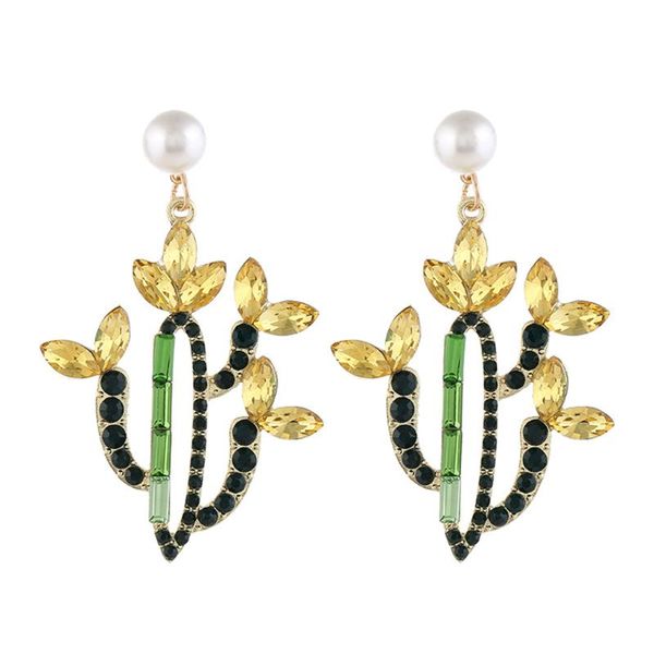 

personality cactus shape plant stud earrings girls vintage sweet temperament pea n58f, Silver