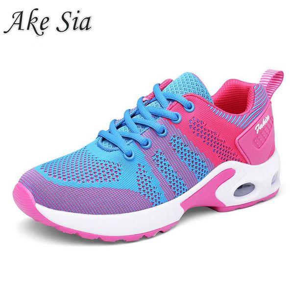 

2019 spring flying woven shoes mujer breathable air shoes fashion women lace casual light mujer zapatillas correr, Black