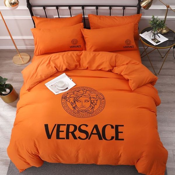 

chic branded cotton bedding sets designer solid color letter sheet comforter cover pillowcase fashion home textile machine