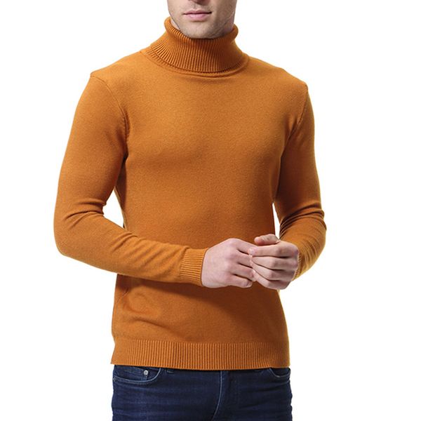 

autumn and winter men's sweater fashiion solid turtleneck sweaters men casual slim fit long sleeve knitted high elastic sweater, White;black