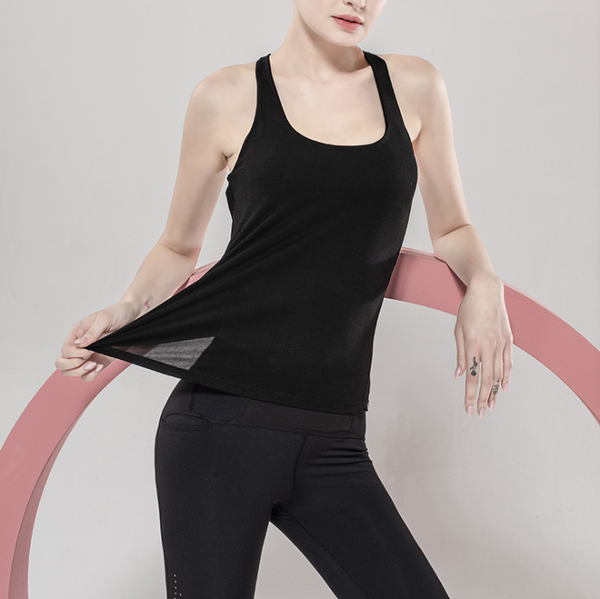 

new fake two piece women's sports vest fitness suit running back sports bra loose yoga vest, White;red