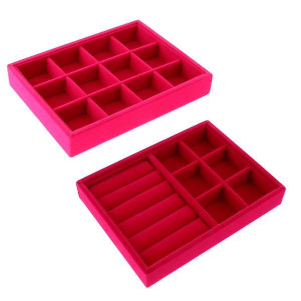 

2 pieces stackable jewelry display tray organizer showcase, Black;white