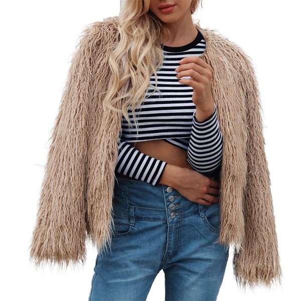 

jaycosin coat winter jacket fashion casual jacket coat women autumn winter ladies warm faux fur solid parka outerwear, Black;brown