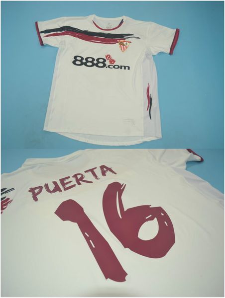 

4#dani alves 6#adriano 16# puerta 12#kanoute 06~07 sevilla rugby version men size jersey white retro jersey, Black;blue