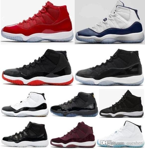 

2018 11 space jam bred concord 11s gym red navy gamma blue sneakers size us6-us12, Black