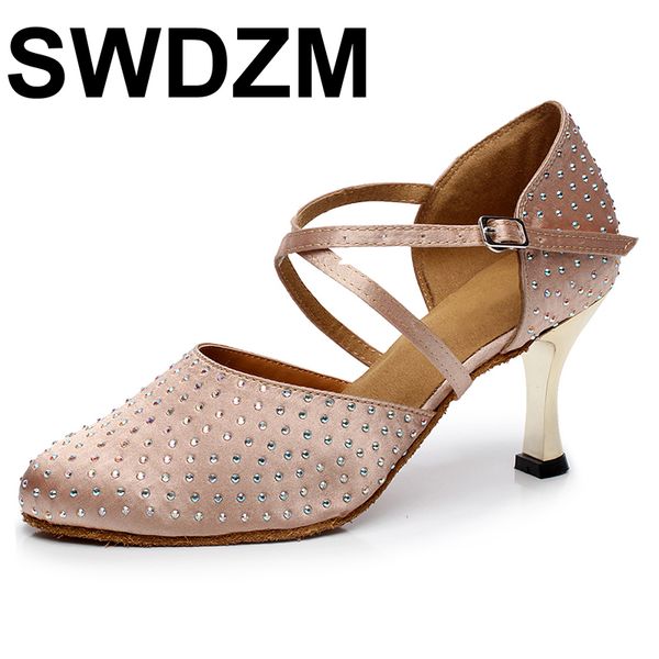 

elegant rhinestone jazz dance friendship latin dance shoes, dancing women professional ladies feet high heels 6-10cm
