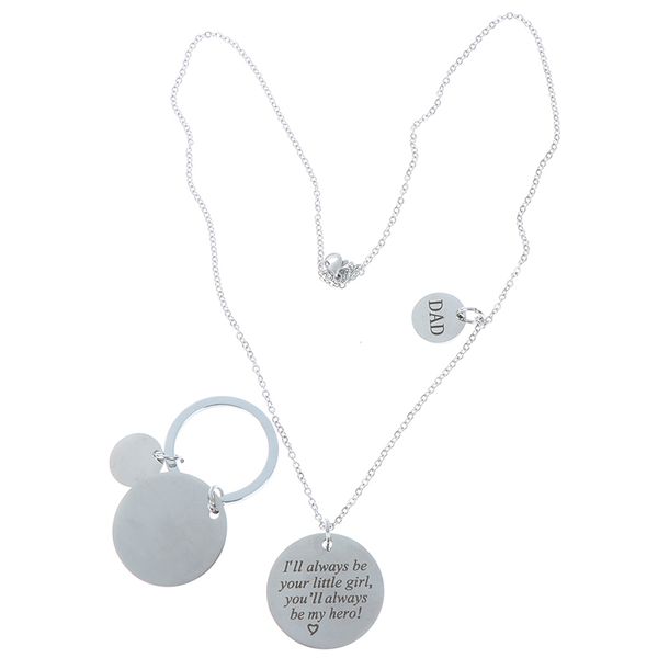 

i'll always be your little girl,you'll always be my hero alloy keychain family keyring for daddy fathers day keychain gifts hot, Silver