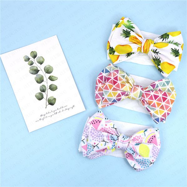 

cute girls floral tie-dyed headband ins big bow hair band bowknot bohemian infant headbands newborn soft hairbands head wrap turban d61006, Slivery;white
