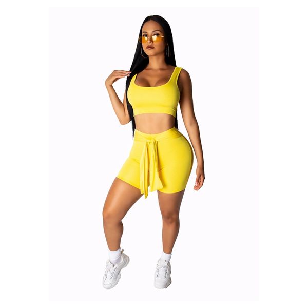 

women summer solid sporty fashion two piece set short tank tee shorts suit casual tracksuit outfit, White