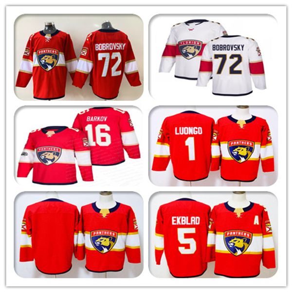 

2019 florida panthers ice 72 sergei bobrovsky 16 aleksander barkov 1 roberto luongo 5 aaron ekblad hockey jerseys stitched red white, Black;red