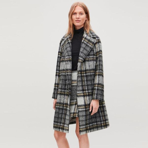 

brand fashion women's high-end luxury winter color double-breasted simple elegant vintage plaid alpaca fleece wool coat, Black