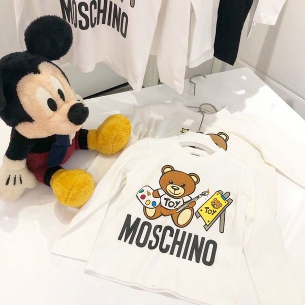 

children designer fashion sweatshirts boys girls luxury painting bear long-sleeve tshirts kids luxury letter printed sweater 2020, Black