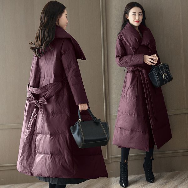 

women's winter jacket fashion elegant parka long coat women korean ladies coats and jackets parkas mujer 2020 kj637, Black