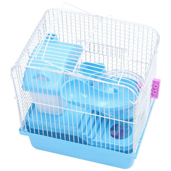 

2 floors storey hamster cage mouse house with slide disk spinning bottle pet farm products supplies