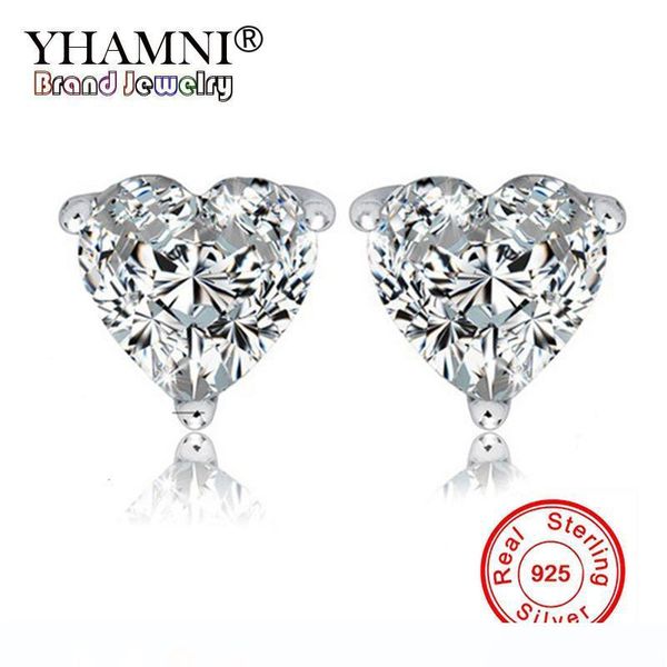 

yhamni новая мода красивые 925 cz сердце алмазная серьги серебро блестящая серьги стержня для женщин оптовая bke005, Golden;silver