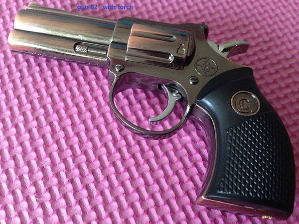 

2 в 1 креативный дизайн Револьвер пистолет зажигалка пистолет 9mm металла бутан многоразового ветрозащитной сигареты Jet факел зажигалка металл + лазерный свет