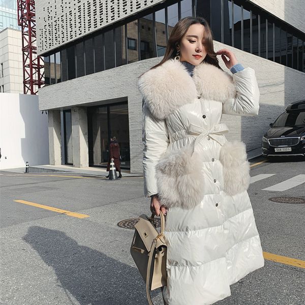 

ukraine plus size waterproof snow outwear female jacket big fur collar long cotton padded coat winter warm parkas women s442, Black