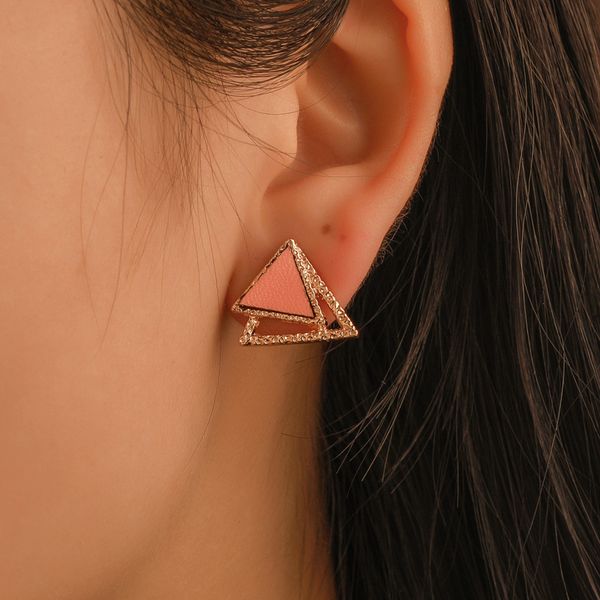 

creative stitching triangle frosted wild earrings simple and sweet explosion models earrings women's party jewelry, Golden;silver