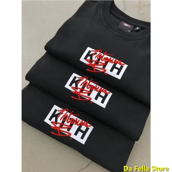 

kith notorious signature t-shirt 20ss men women 3d letters embroidery kith t-shirts cotton hip hop tee, White;black