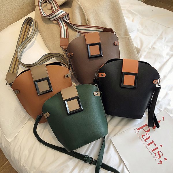 

ji hao original design solid bags for women pu leather female shoulder bag ladies bag fashion versatile bucket bags