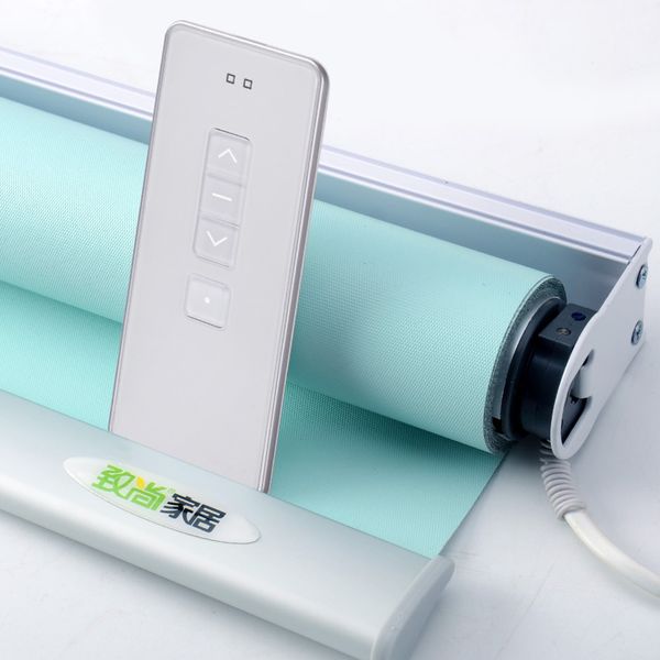 

automatic motorized roller blinds plug in system for office washroom full shading daylight fabric customized size