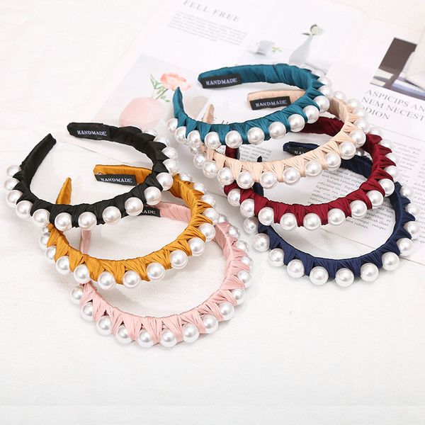 

silk personality pearl headband hair style women with headband alice band cerchietto aliceband silk personality comecase mgljb, Black;brown