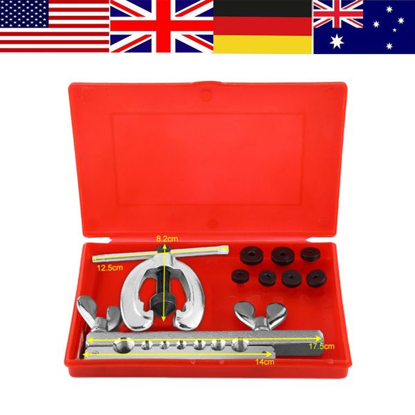 

walfront 9pcs/set flare tool kit automotive flanging flaring bracket repair tube tools pipe clamp double spreader dies flare kit