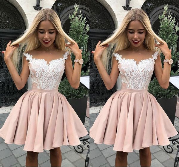 

сексуальные кружева дешевые 2019 короткие homecoming платья sheer шеи выше колен коктейльные платья пром dress халаты de demoiselles d'honne, Black