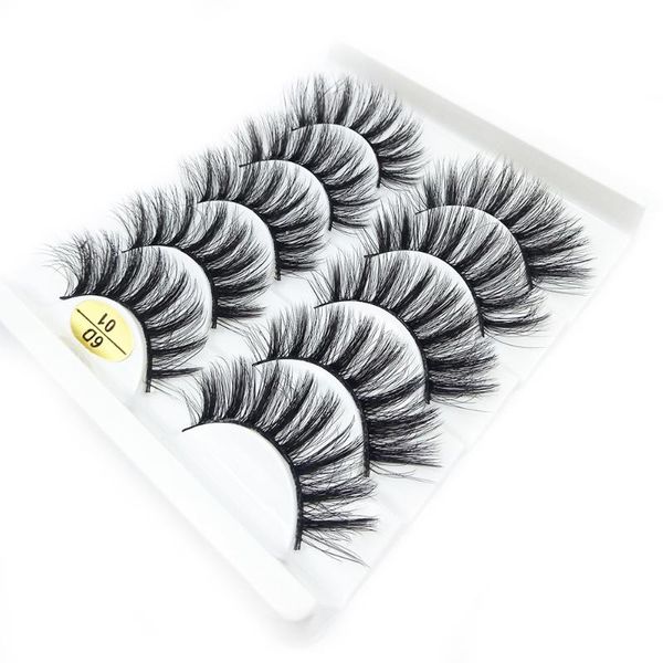 

5 pairs 6d faux mink hair false eyelashes wispies flared criss-cross natural long lashes handmade cruelty-eye makeup tools