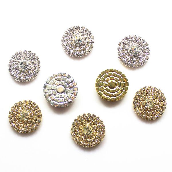 

Wholesale 100pcs 23mm 3 Rows Round Crystal Rhinestone Button Flatback Wedding Embellishments Rhinestone Cluster Factory Price