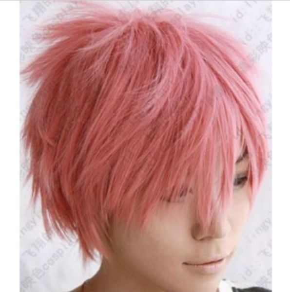 

new fairy tail natsu dragneel short pink cosplay party wig ing, Black
