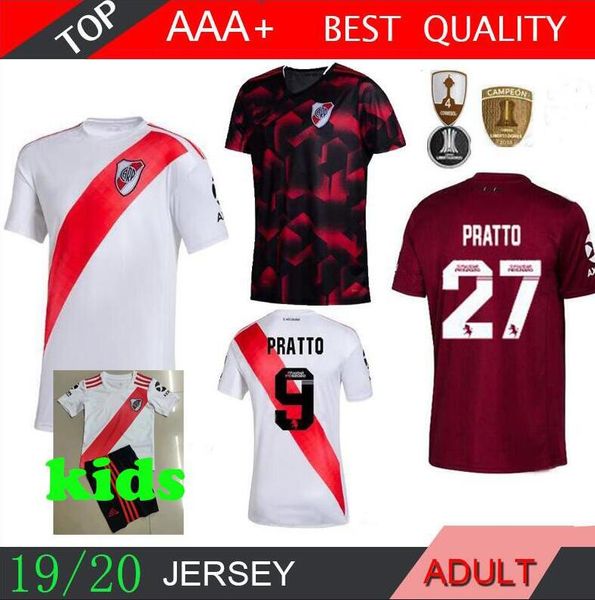 

2020 2019 river plate soccer jersey home white shirt 19 20 fernÃ¡ndez martÃ­nez shirt 27 pratto ouintero 10 kids football shirts jersey, Black;yellow