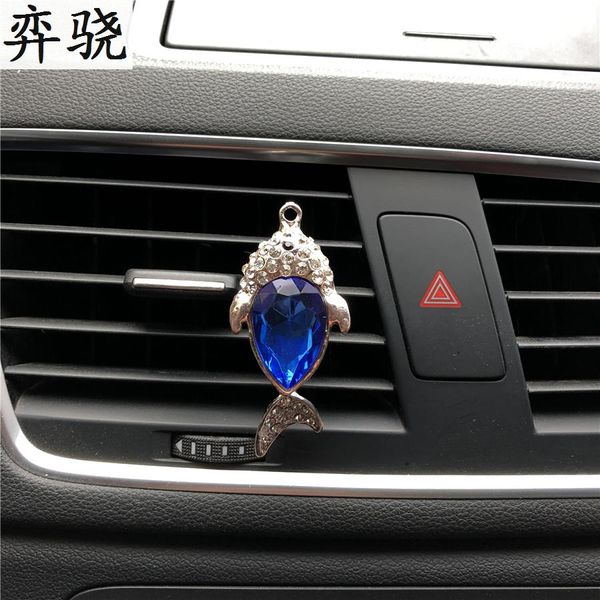 

lady car styling decoration rhinestone alloy material lovely small fish car perfume clip air freshener perfume decorate