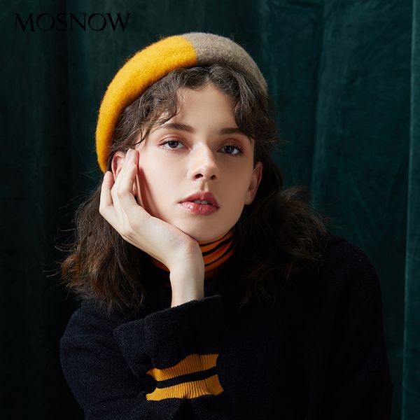 

шерсть берет женские зимние шапки для женщин 2020 flat cap вязать 100% кашемир шляпа lady two-tone девушки береты hat женского painter hat, Blue;gray