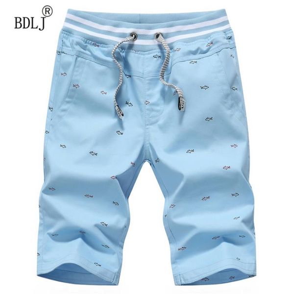 

bdlj 2017 summer man's shorts catton fish print fit knee length plus size m-4xl shorts men, White;black
