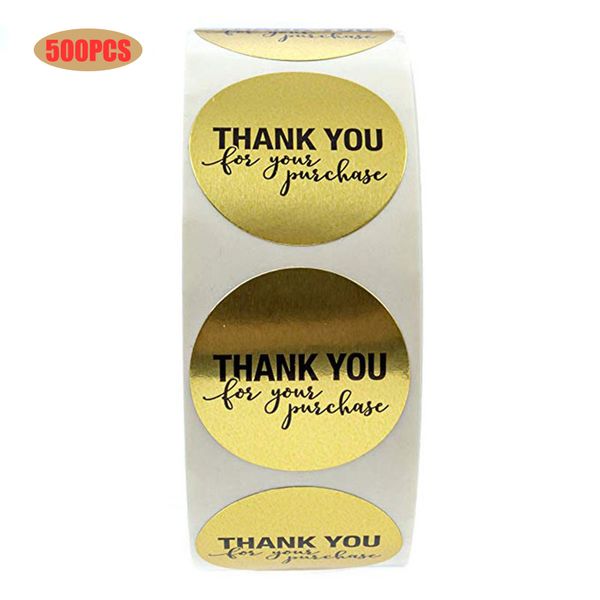 

500шт круглый золотой "спасибо за покупку" наклейки теги запечатанная подарочная коробка упаковка канцелярские студент бутылка этикетки 1in