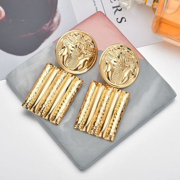 

2018 new fashion diy round earrings jewelry long section earrings geometric rectangle for women gifts wholesale, Silver