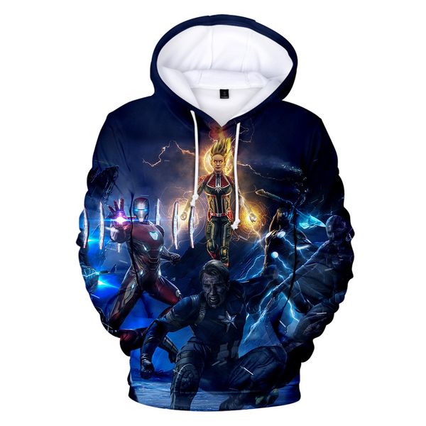 

avengers endgame 4 mens hoodies spring new 19ss 3d printed hooded harajuku sweatshirts, Black