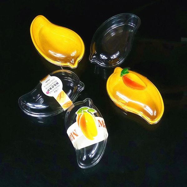 

thicken plastic clear packaging box mango shaped dessert cake boxes with lid disposable cheese ice cream fruit mousse takeaway boxes