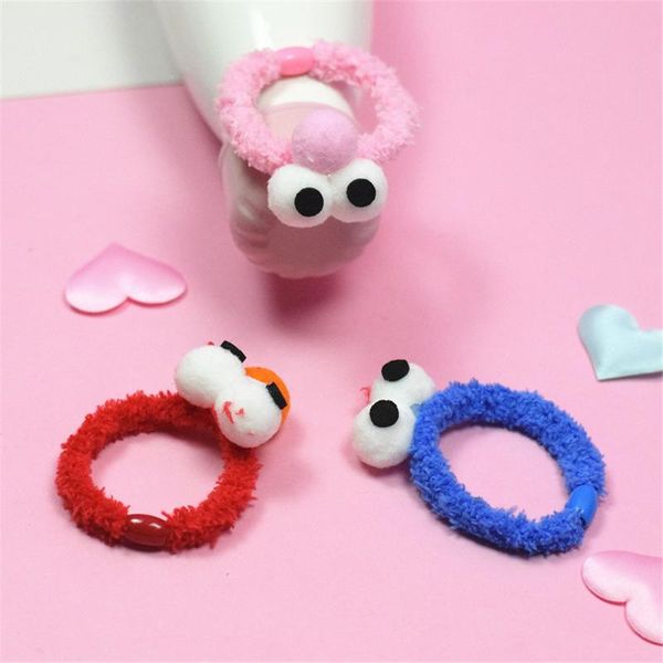 

3 pcs lovely cartoon plush princess hair ropes baby headdress girls hair accessories kids elastic bands children headwear, Slivery;white