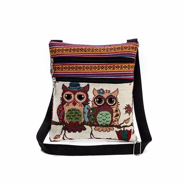 

owl tote bags national wind embroidered vintage shoulder bags for girl postman package messenger bag wholesale bolsa feminina