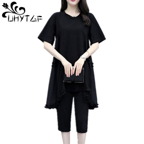 

uhytgf fashion plus size 2 piece set casual black two piece set women summer clothes for women short sleeve long pants 877, White