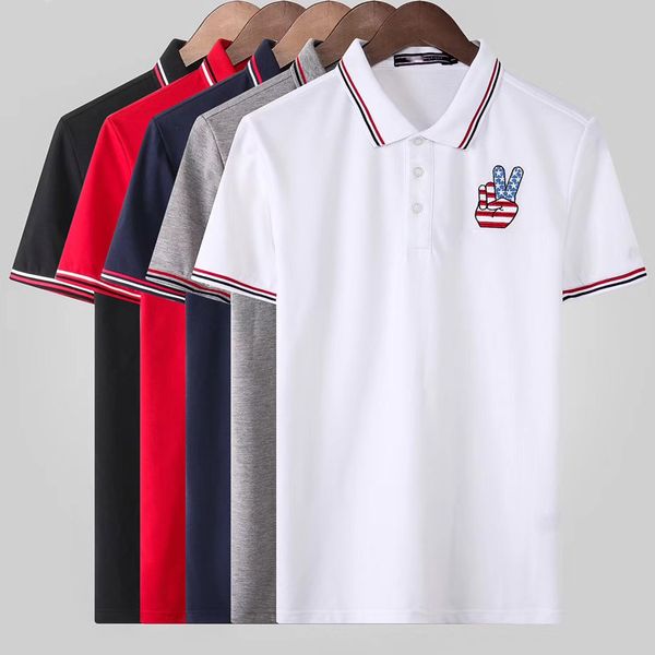 

Luxury Design Designer Male Summer Turn-Down Collar Short Sleeves Cotton Polo Shirt Men Top High Street Embroidery Clothing Plus Size